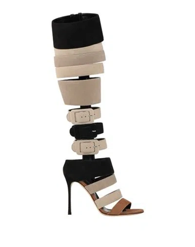 Sergio Rossi Woman Boot Light Grey Size 5.5 Leather In Multi