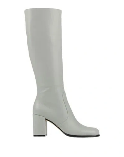 Sergio Rossi Woman Boot Light Grey Size 8.5 Leather In Gray