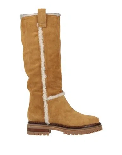 Sergio Rossi Woman Knee Boots Mustard Size 11 Soft Leather In Yellow