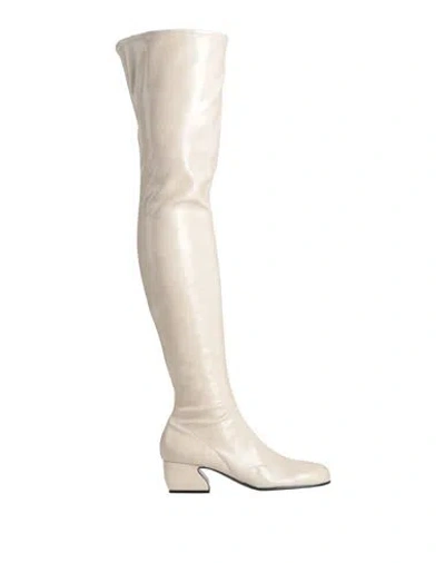 Sergio Rossi Woman Boot Off White Size 8 Textile Fibers