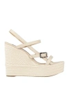 Sergio Rossi Woman Espadrilles Beige Size 11 Leather