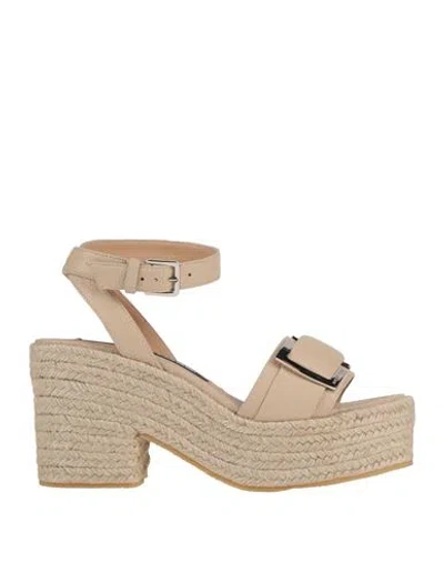 Sergio Rossi Woman Espadrilles Beige Size 7 Leather