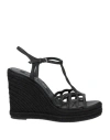 Sergio Rossi Woman Espadrilles Black Size 8 Leather