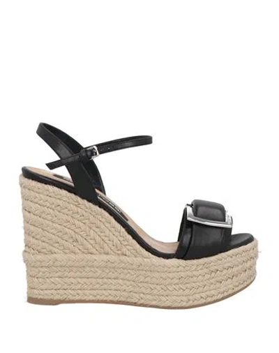 Sergio Rossi Woman Espadrilles Black Size 8 Leather