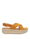 Sergio Rossi Woman Espadrilles Ocher Size 9 Soft Leather In Yellow