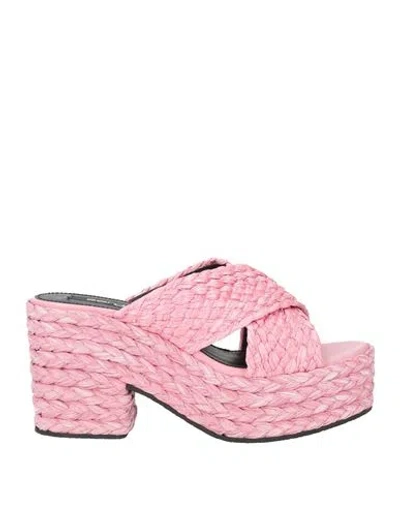 Sergio Rossi Woman Espadrilles Pink Size 6 Natural Raffia