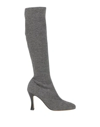 Sergio Rossi Woman Knee Boots Lead Size 7.5 Wool In Grey
