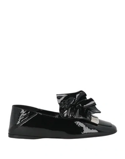 Sergio Rossi Woman Loafers Black Size 7.5 Leather
