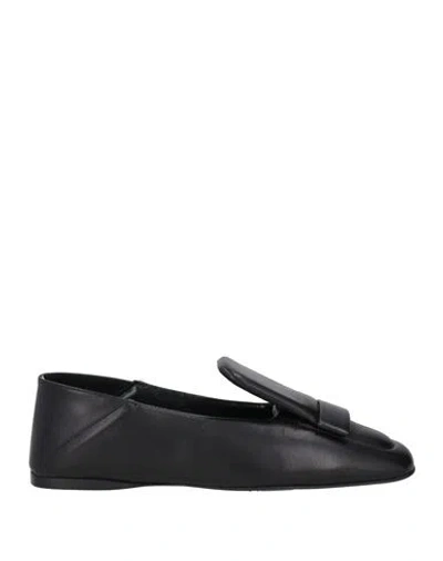 Sergio Rossi Woman Loafers Black Size 8 Leather