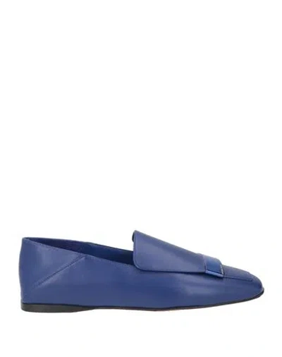 Sergio Rossi Woman Loafers Blue Size 5 Leather In Multi