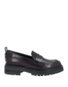 Sergio Rossi Woman Loafers Burgundy Size 7.5 Leather In Red