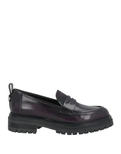 Sergio Rossi Woman Loafers Burgundy Size 7.5 Leather In Red