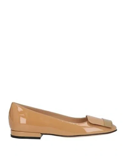 Sergio Rossi Woman Loafers Camel Size 5 Leather In Neutral