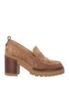 Sergio Rossi Woman Loafers Camel Size 8 Leather In Beige