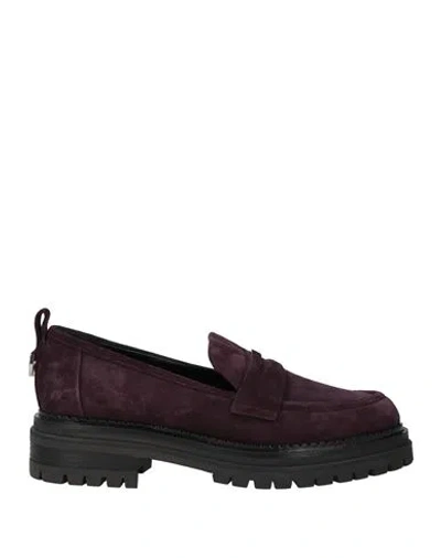 Sergio Rossi Woman Loafers Dark Purple Size 11 Leather