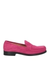 Sergio Rossi Woman Loafers Fuchsia Size 6.5 Leather In Pink