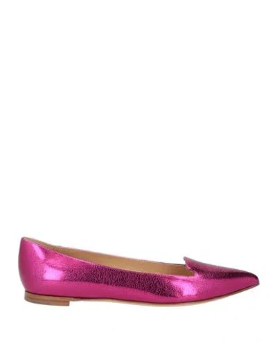 Sergio Rossi Woman Loafers Magenta Size 6 Leather In Purple