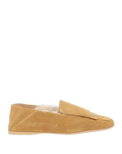 Sergio Rossi Woman Loafers Mustard Size 7 Soft Leather In Brown