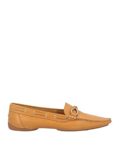 Sergio Rossi Woman Loafers Mustard Size 8.5 Leather In Yellow