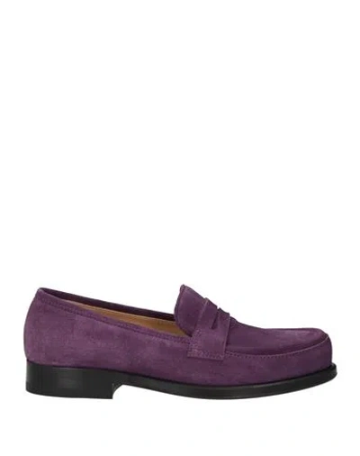 Sergio Rossi Woman Loafers Purple Size 5.5 Leather