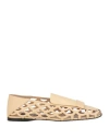 Sergio Rossi Woman Loafers Sand Size 7 Leather