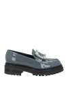 Sergio Rossi Woman Loafers Slate Blue Size 6.5 Leather
