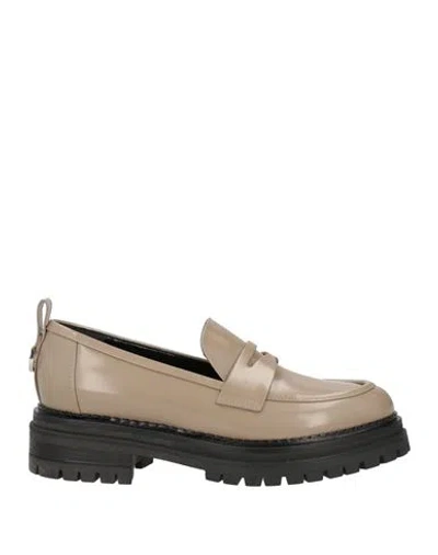 Sergio Rossi Woman Loafers Taupe Size 8 Leather