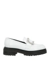 Sergio Rossi Woman Loafers White Size 10 Leather In White