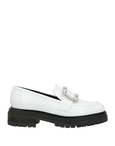 Sergio Rossi Woman Loafers White Size 10 Leather