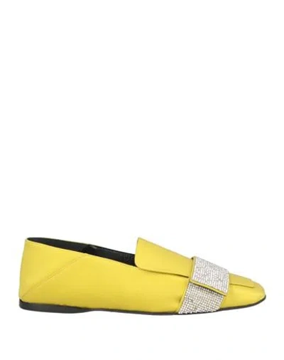 Sergio Rossi Woman Loafers Yellow Size 7 Textile Fibers
