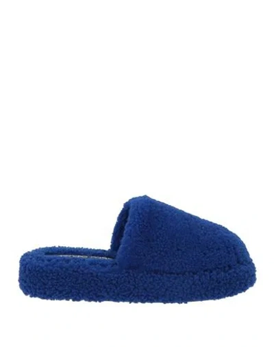 Sergio Rossi Woman Mules & Clogs Blue Size 7 Shearling