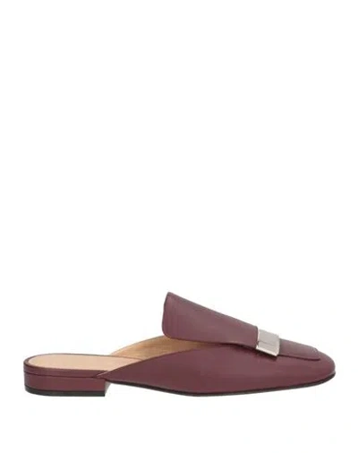 Sergio Rossi Woman Mules & Clogs Burgundy Size 8 Leather In Red