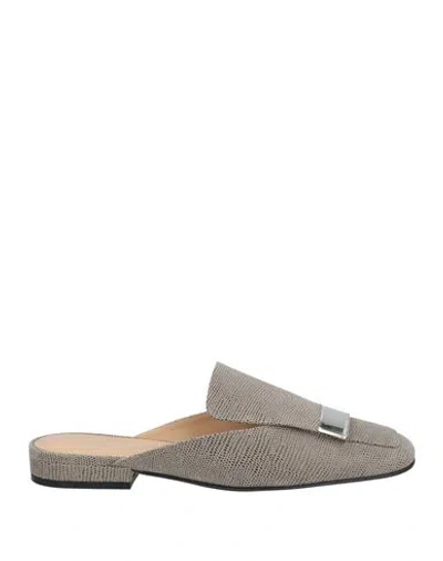 Sergio Rossi Woman Mules & Clogs Grey Size 5 Leather