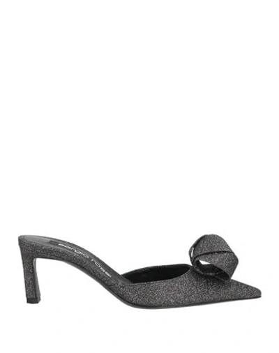 Sergio Rossi Woman Mules & Clogs Gunmetal Size 6 Textile Fibers In Gray