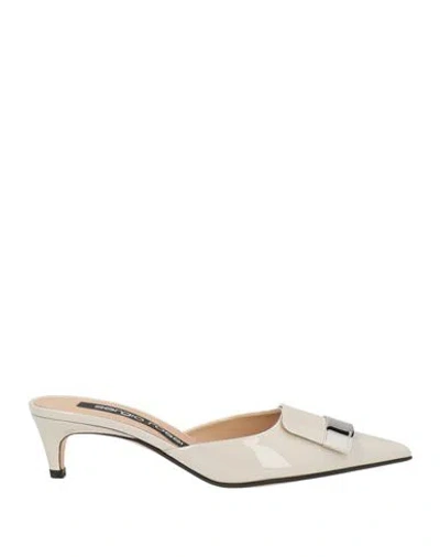 Sergio Rossi Woman Mules & Clogs Ivory Size 6 Leather