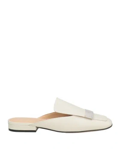 Sergio Rossi Woman Mules & Clogs Ivory Size 6.5 Leather In White