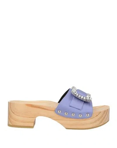 Sergio Rossi Woman Mules & Clogs Lilac Size 7 Textile Fibers In Multi