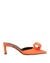 Sergio Rossi Woman Mules & Clogs Orange Size 6.5 Textile Fibers