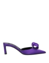 Sergio Rossi Woman Mules & Clogs Purple Size 6 Textile Fibers