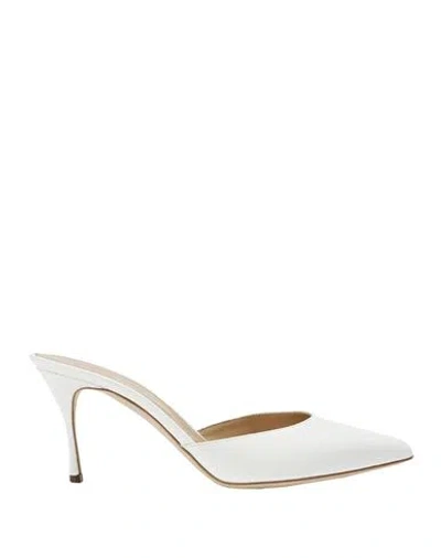 Sergio Rossi Woman Mules & Clogs White Size 6.5 Leather
