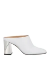 Sergio Rossi Woman Mules & Clogs White Size 7.5 Leather In White