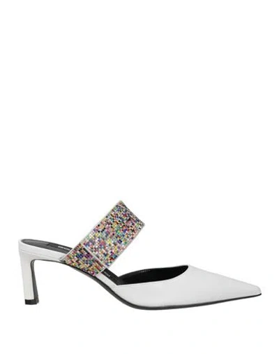 Sergio Rossi Woman Mules & Clogs White Size 8 Leather