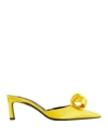 Sergio Rossi Woman Mules & Clogs Yellow Size 7.5 Textile Fibers