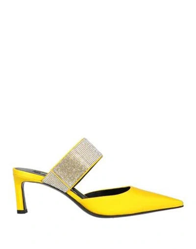 Sergio Rossi Woman Mules & Clogs Yellow Size 8 Textile Fibers