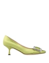 Sergio Rossi Woman Pumps Acid Green Size 5.5 Textile Fibers In Green