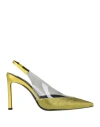 Sergio Rossi Woman Pumps Lime Green Size 7.5 Textile Fibers, Pvc - Polyvinyl Chloride