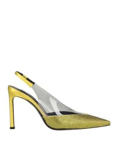 Sergio Rossi Woman Pumps Lime Green Size 7.5 Textile Fibers, Pvc - Polyvinyl Chloride