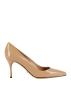 Sergio Rossi Woman Pumps Beige Size 4.5 Leather In Gold
