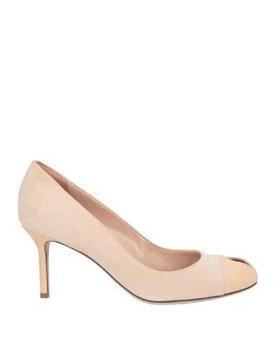 Sergio Rossi Woman Pumps Beige Size 6 Leather In Multi