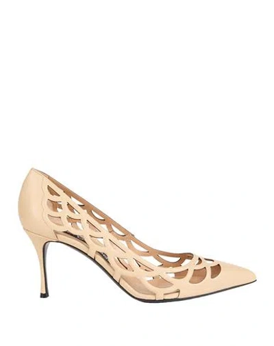 Sergio Rossi Woman Pumps Beige Size 7.5 Leather